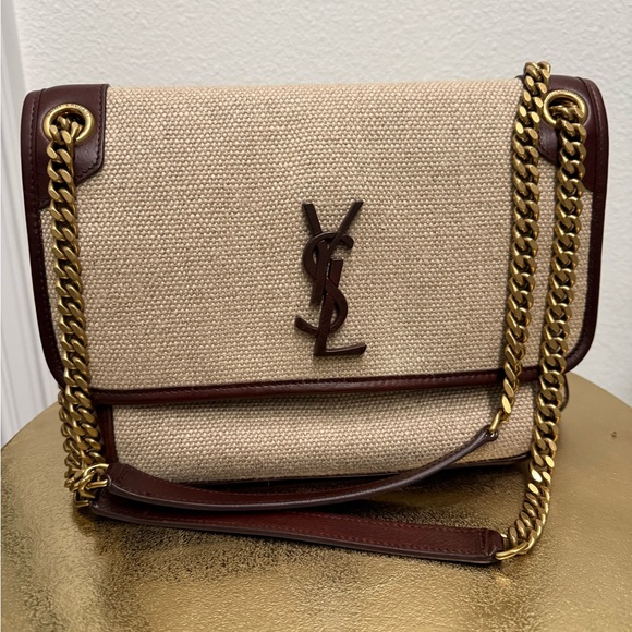 Yves Saint Laurent Handbags - Yves Saint Laurent Tan and Brown Chain Shoulder Bag